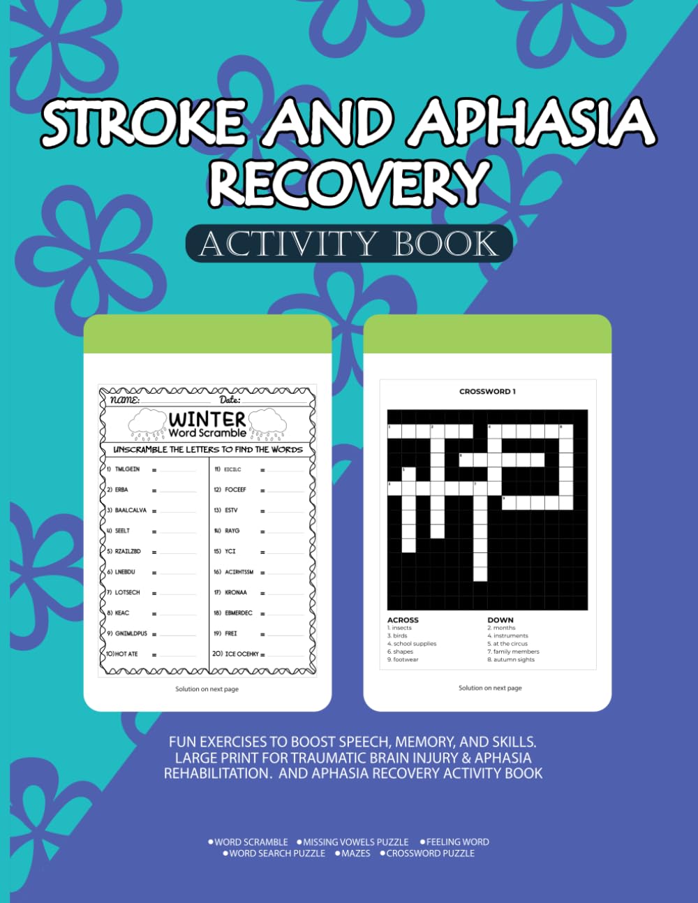 Stroke and Aphasia Recovery Activity Book: Fun Exercises to Boost Speech, Memory, and Skills: Large Print for Traumatic Brain Injury & Aphasia Rehabilitation ... and Aphasia Recovery Activity Book