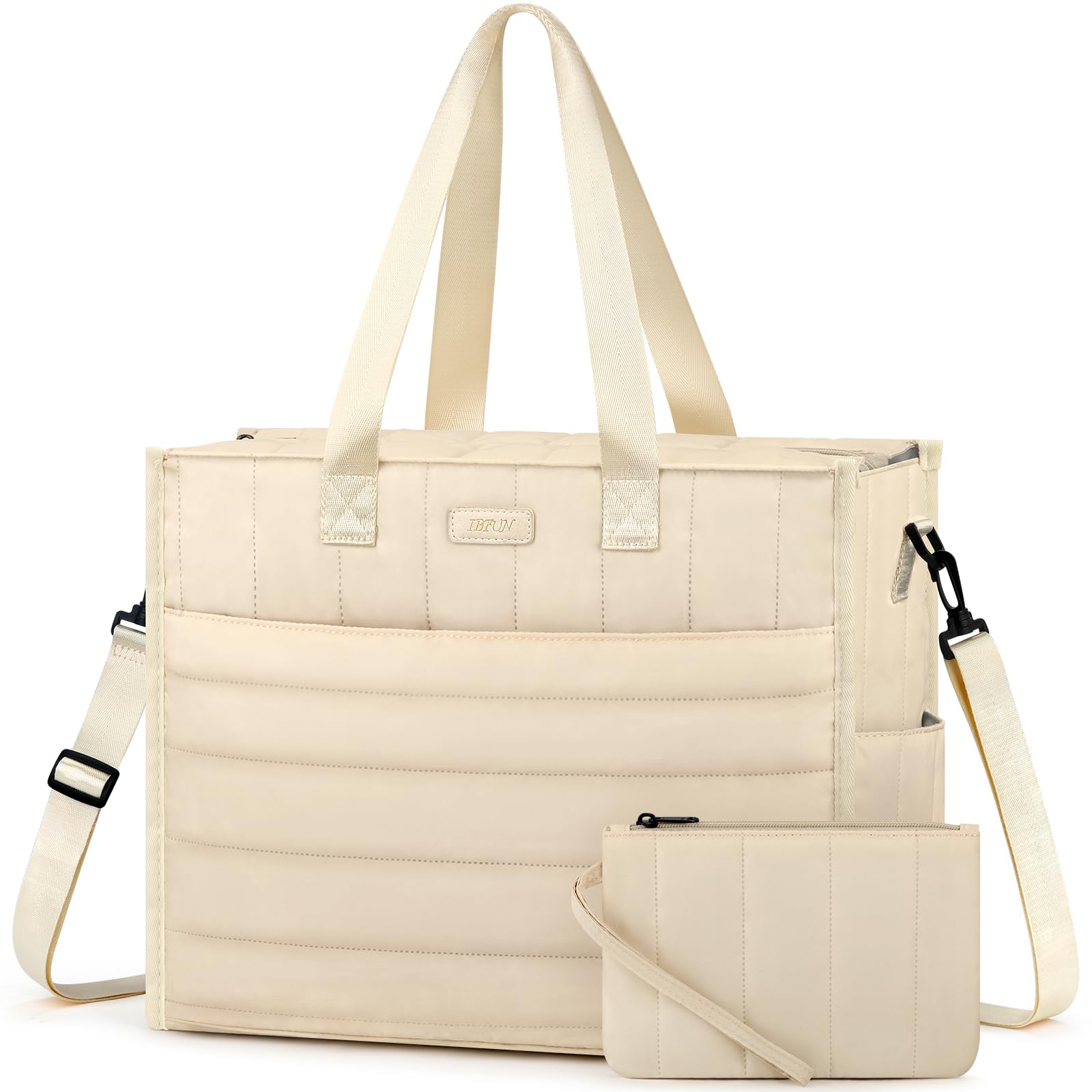 IBFUN Utility Tote Bag with 24 Pockets, Large Teacher Travel Tote for Women | Large Work Tote Bag 2pcs with Zipper for Travel Daily School Teacher Nurse, Large Lightweight Laptop Shoulder Bag Handbag