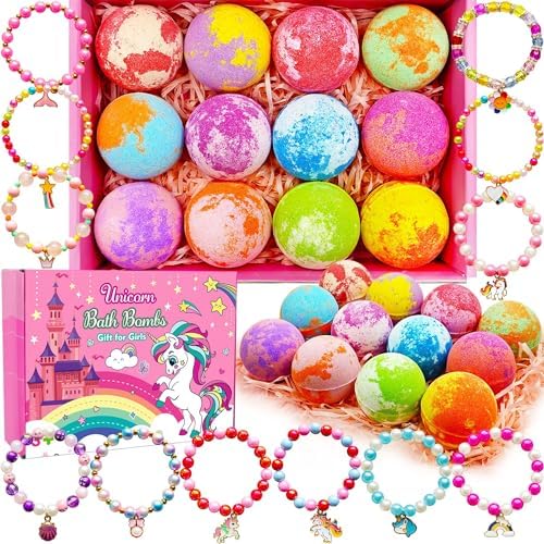 Unicorn Bath Bombs for Kids Girls Gifts for 3 4 5 6 7 8