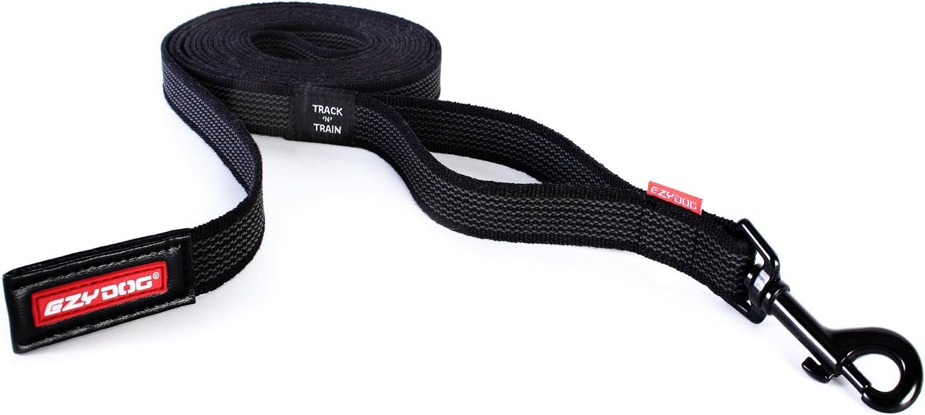 EzyDog Track and Train Premium Dog Leash - 16-Foot Extra Long Dog Lead Perfect for Training Your Pup with Ease - Includes Traffic Control Handle for Safety and Security (16 Foot, Black)