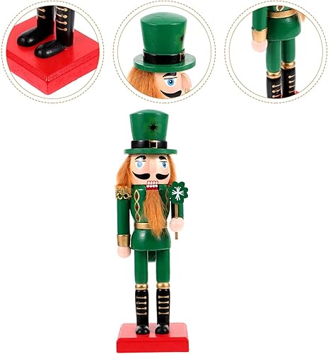 Miniatura 8 de HOLIDYOYO Figura de cascanueces del día de San Patricio, duende cascanueces de soldado de madera, cascanueces pastel, figuras de marionetas