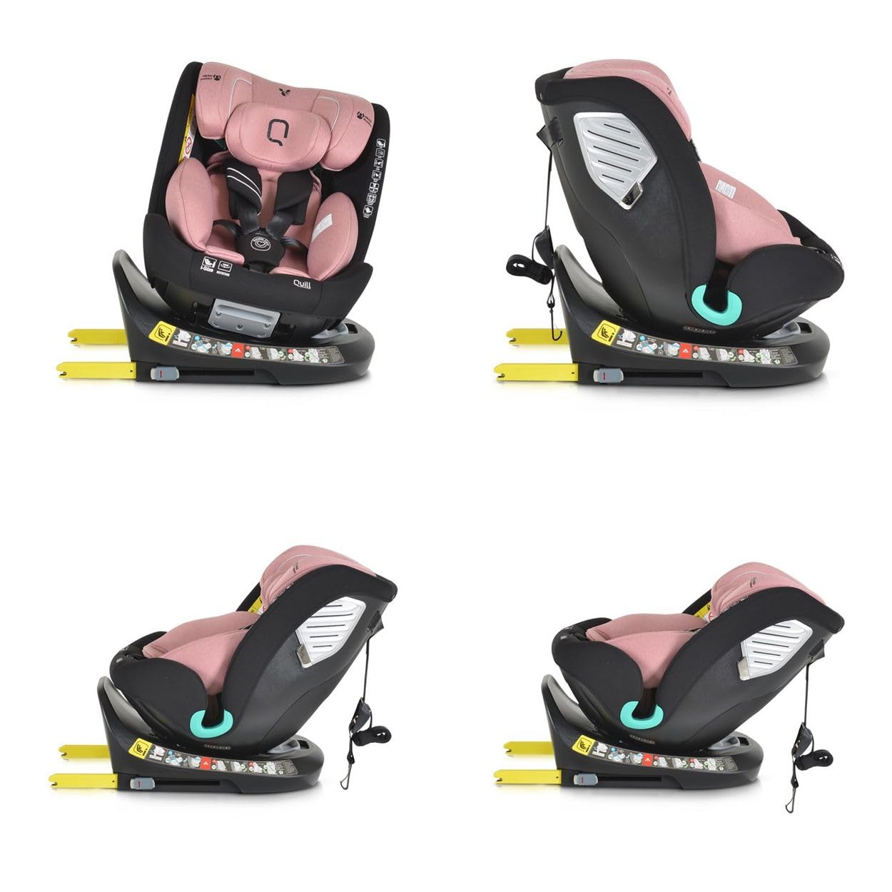 Canguro silla de auto i-Size Quill (40-150cm) grupo 0/1/2/3 Isofix giratoria 360, color:rosa