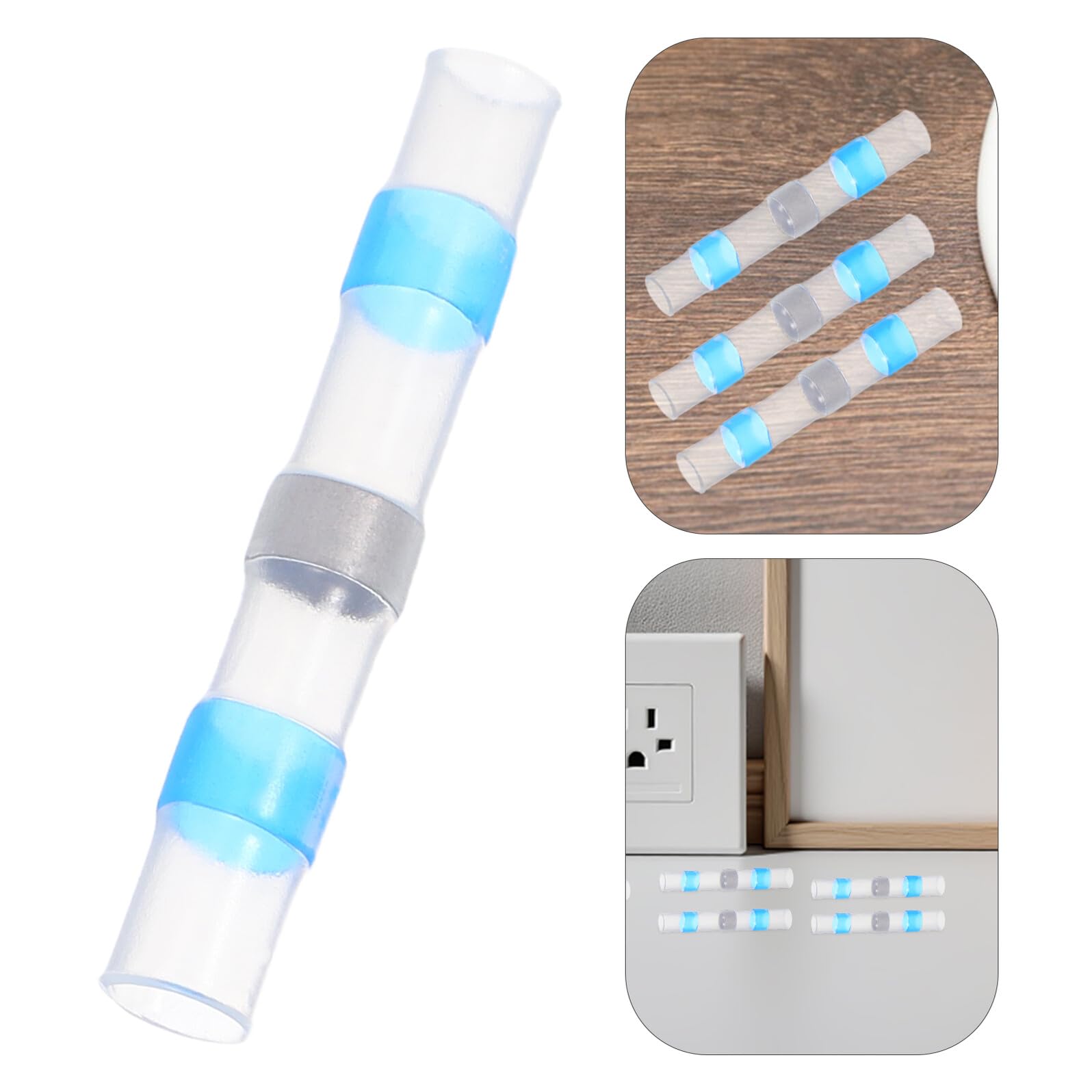 Lot de 100 Cosses à Sertir Thermorétractables Bleu Connecteurs Électriques Isolés Étanches Bornes de Câbles Automobiles et Marines Résistance Haute Température pour Câblage