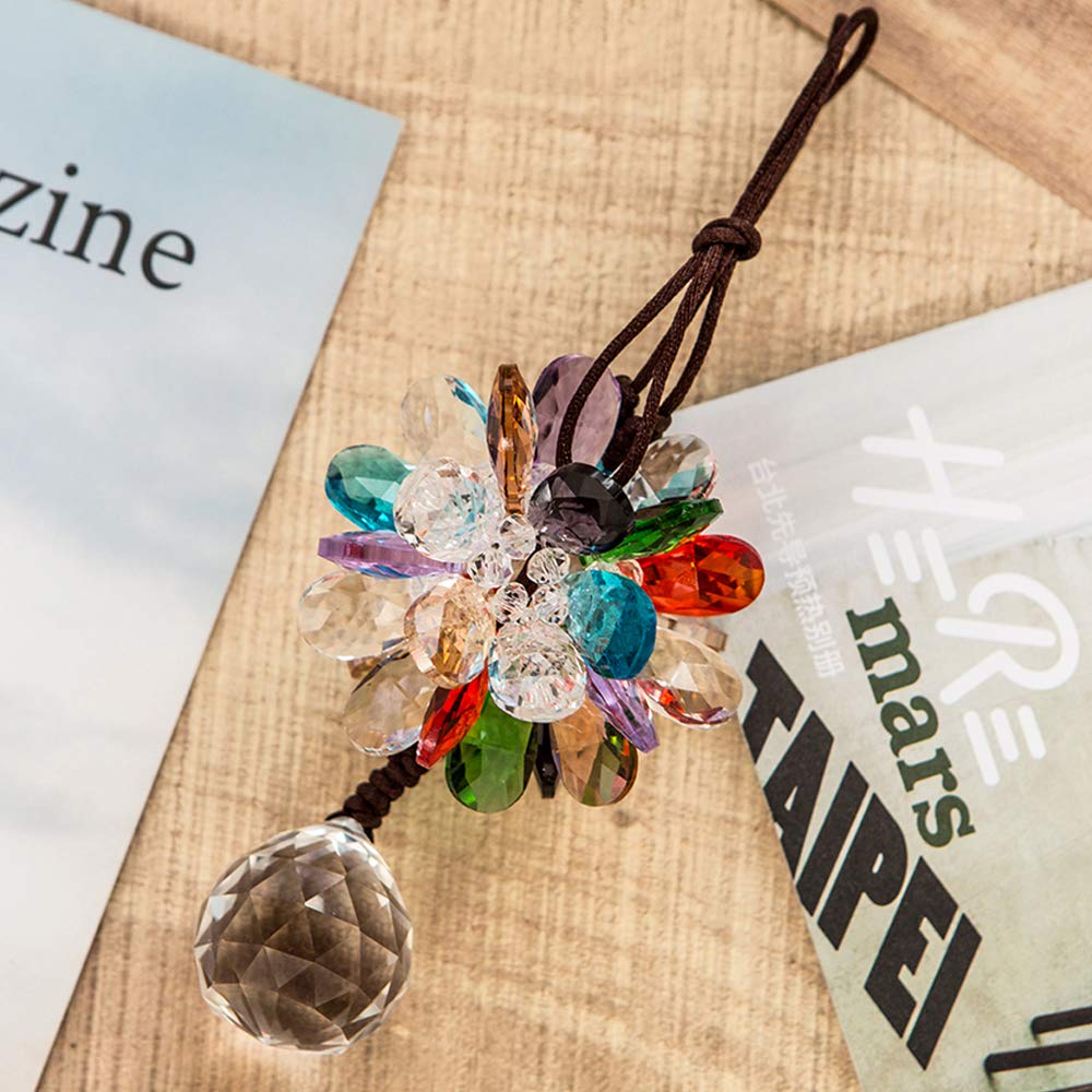 WEISIPU Crystals Ball Prisms Suncatcher Hanging Ornament Crystals Car Ornament with Clear Crystal Pendants for Home, Office, Garden Decoration, Car Pendant, Birthday Present (Colorful)