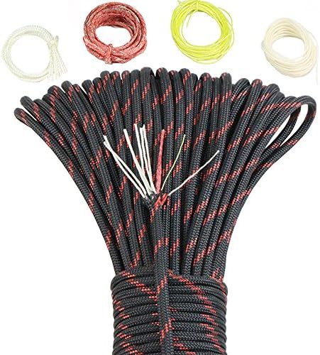 Survival Paracord Parachute Fire Cord Survival Cord Fire Paracord Tinder Fire Starter/PE Fishing Line/Cotton Thread 380LB Commercial Grade