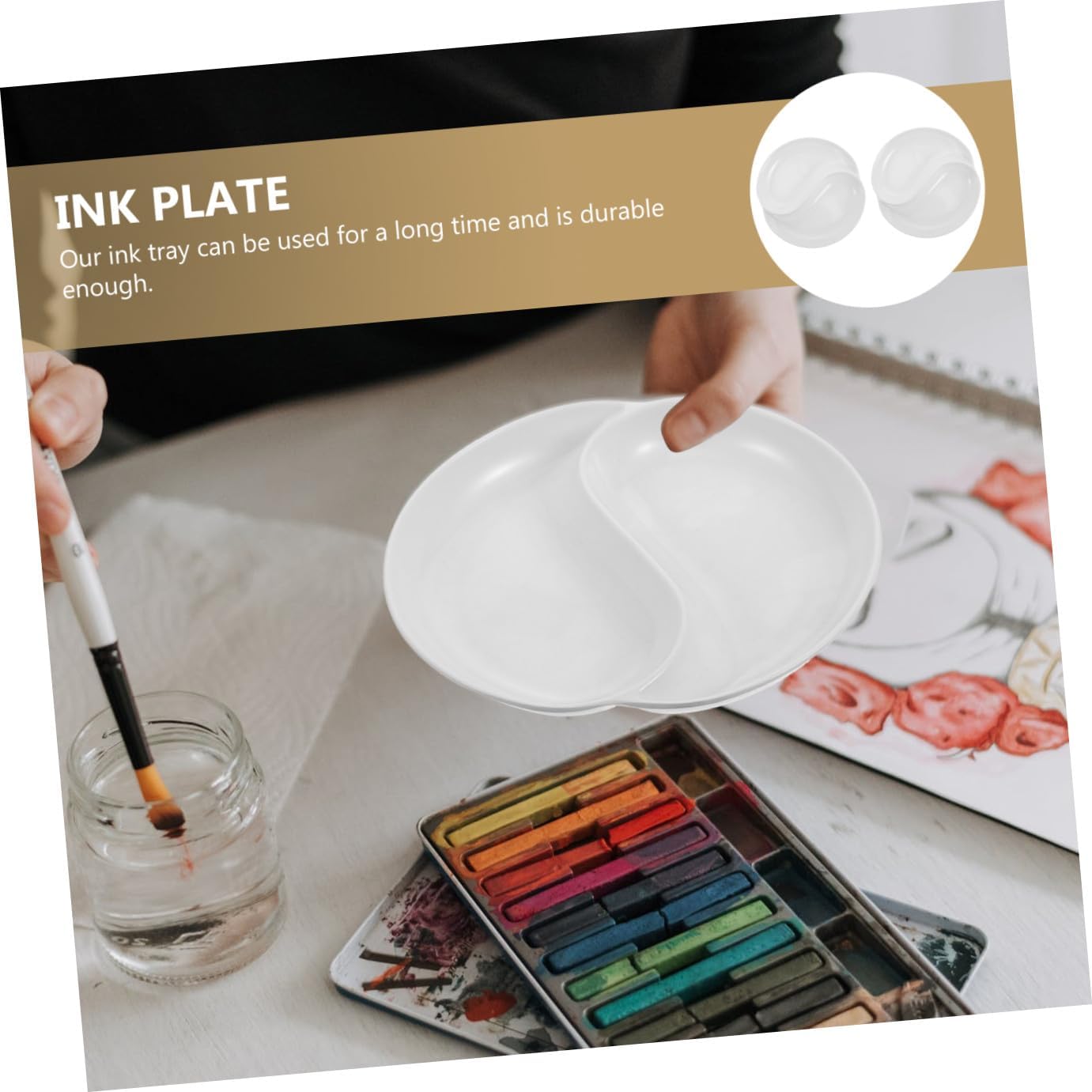 NUOBESTY 2pcs Mixing Trays for Calligraphy and Painting Pigment Holders for Watercolor and Ink Blending Lightweight and Supplies