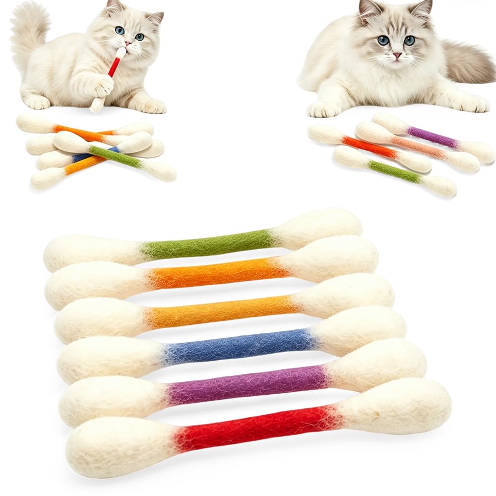OZDOZD Cat Toy 6-Pack – Giant Cotton Swab Catnip Toy for Indoor Cats，Mutli | Giant Cotton…