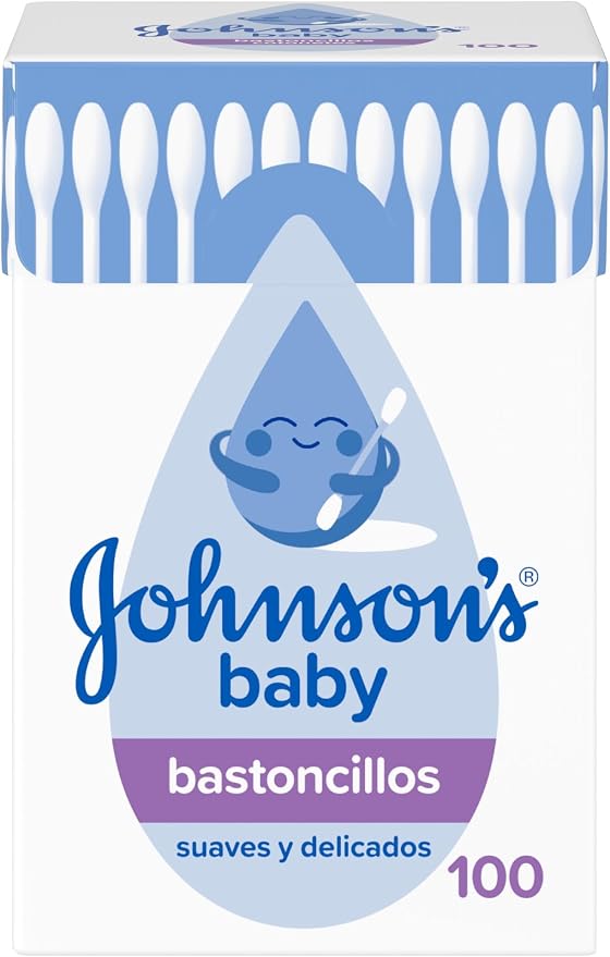 Johnson's Baby Bastoncillos de Algodón Puro para Bebés, Niños y Adultos (100 unidades)
