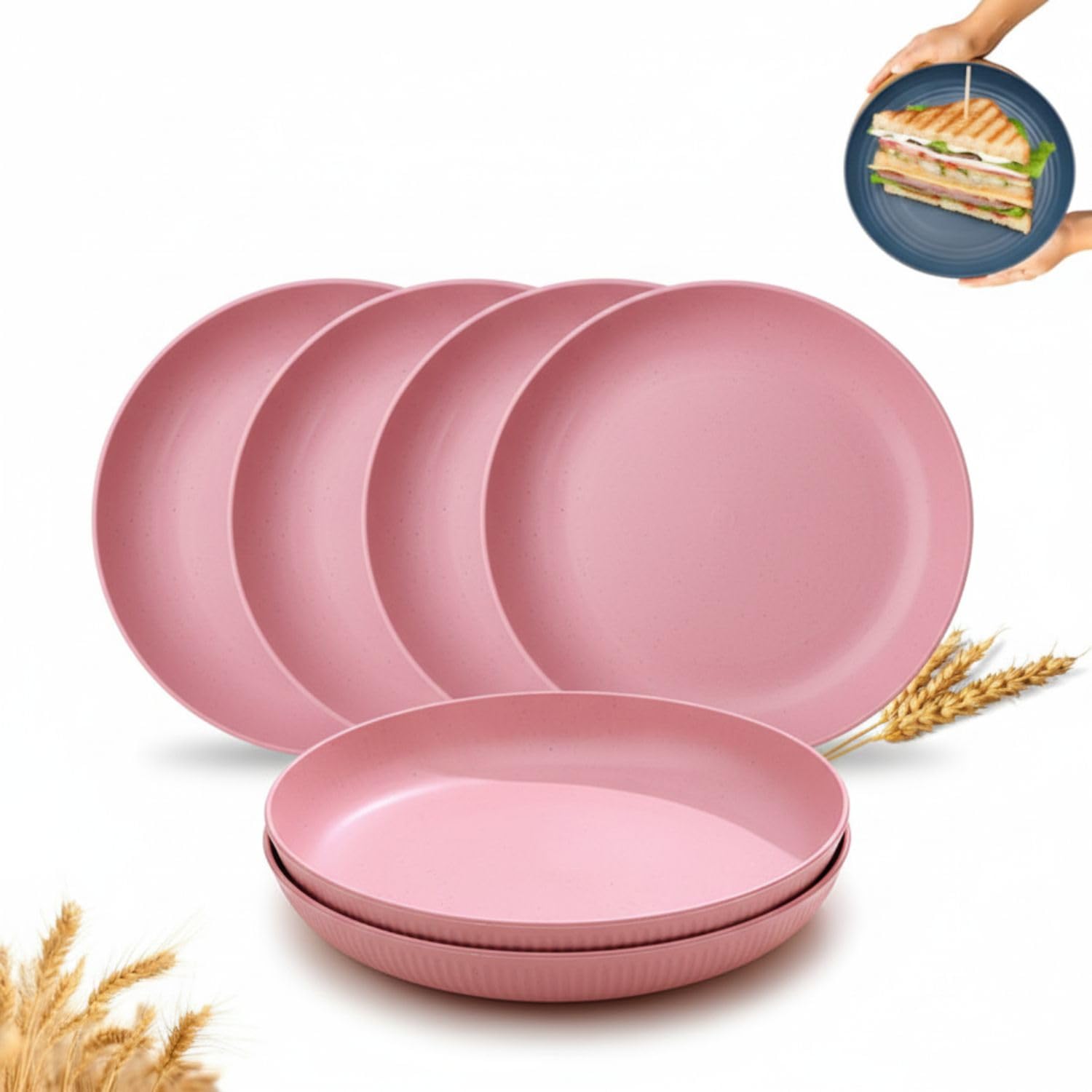 Wheat Straw Dinner Plates Set of 4 | Lightweight Unbreakable Kitchen Plates | Reusable Eco-Friendly BPA Free | Microwave & Dishwasher Safe Plates for Dining, Serving & Everyday Use — Amazon image 11