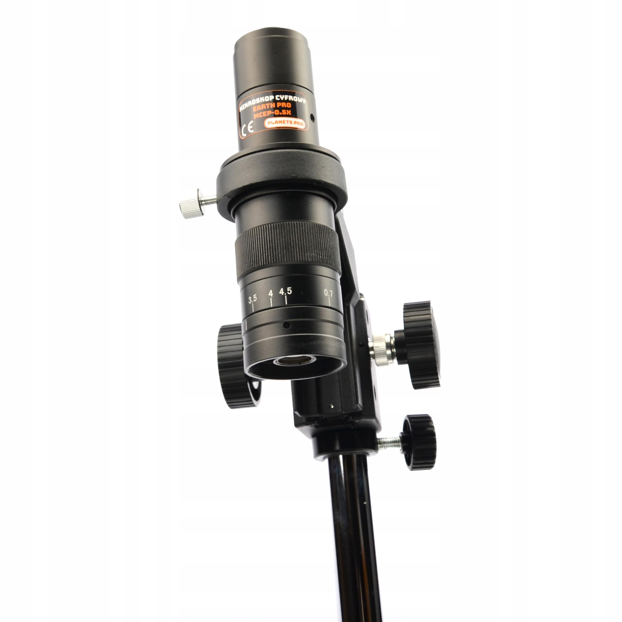 Rosfix Earth Pro MCEP-0.5X - Microscopio digital estéreo con zoom de 7 a 45x y anillo de luz LED de 56 x | Cámara PEGASUS Pro HDMI | C-Mount | Para laboratorio, electrónica, biología, industria