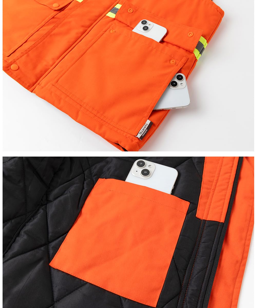 Gilet de Travail pour Homme Haute Visibilité Veste sans Manche de Travail Gilet d'Hiver Rembourré