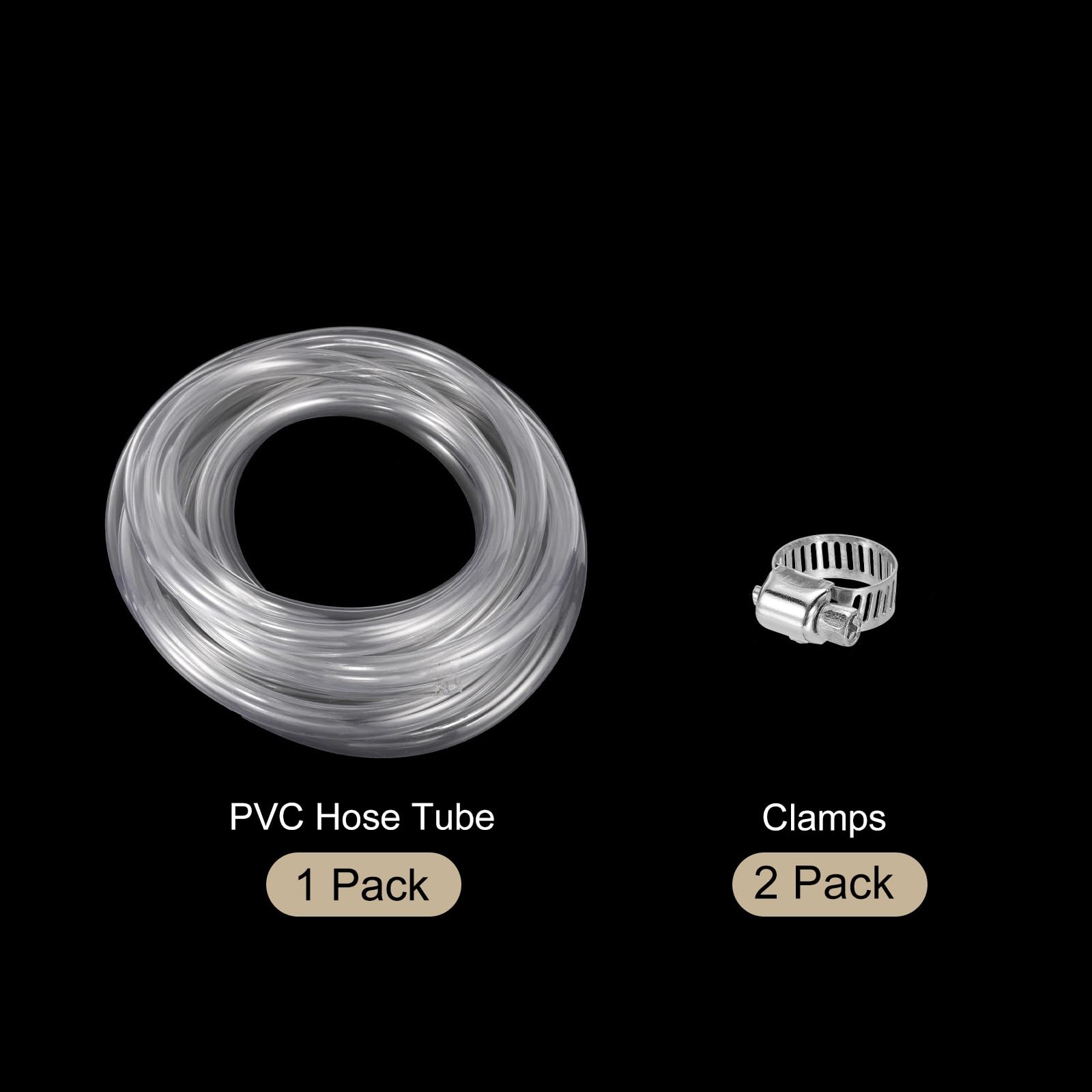 QUARKZMAN Tubo In PVC Trasparente 19mm x 24mm 25ft Tubo Plastico PVC Flessibile Per Tubazioni Industriali, Acquari, Pompe, 3/4" ID 1" OD, Con 2 Pezzi Di Fascette