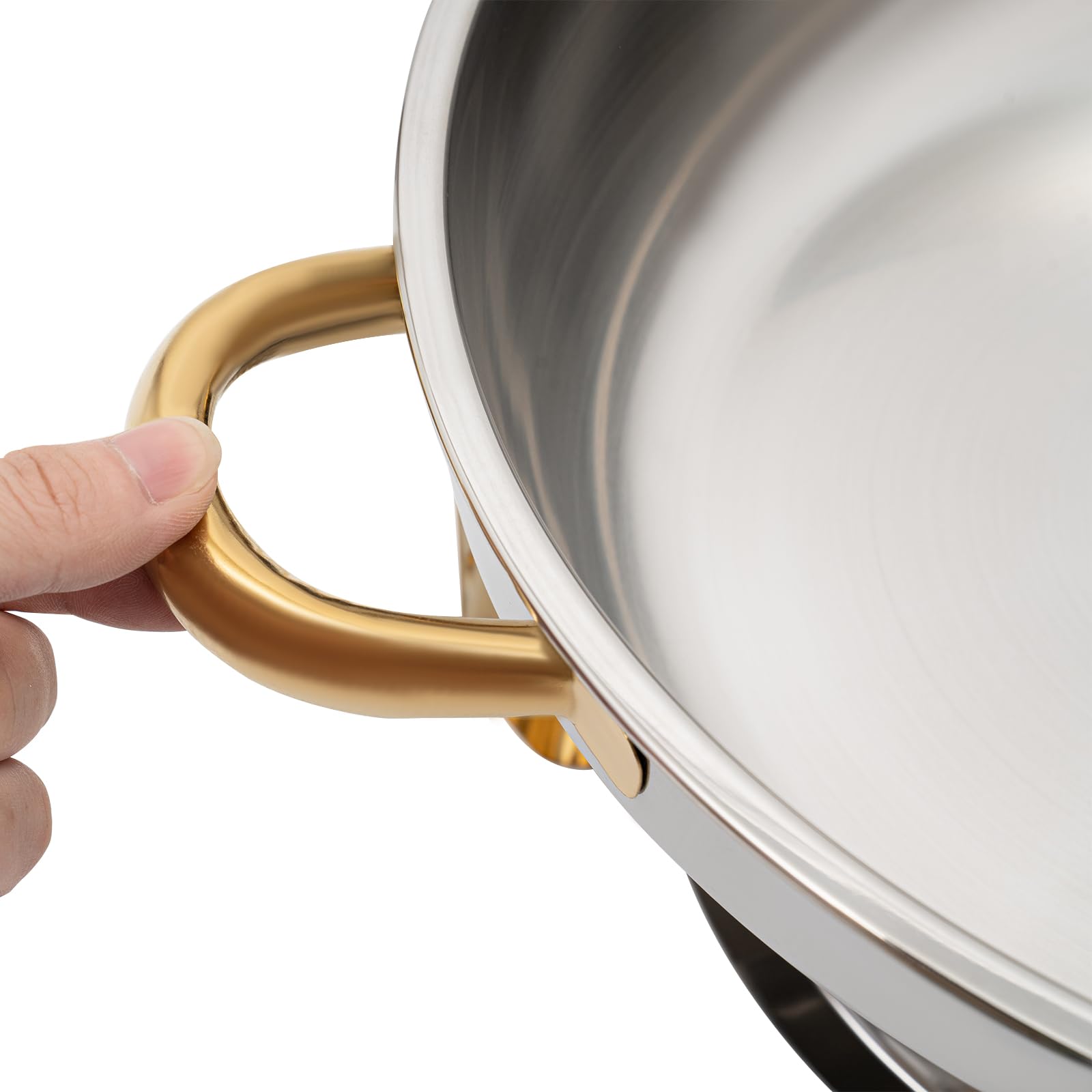 Chafing Dish Buffet Set, 5L Rund Warmhaltebehälter, Edelstahl Speisewärmer mit Lagerung der Deckel, für Familientreffen, Party (Gold)