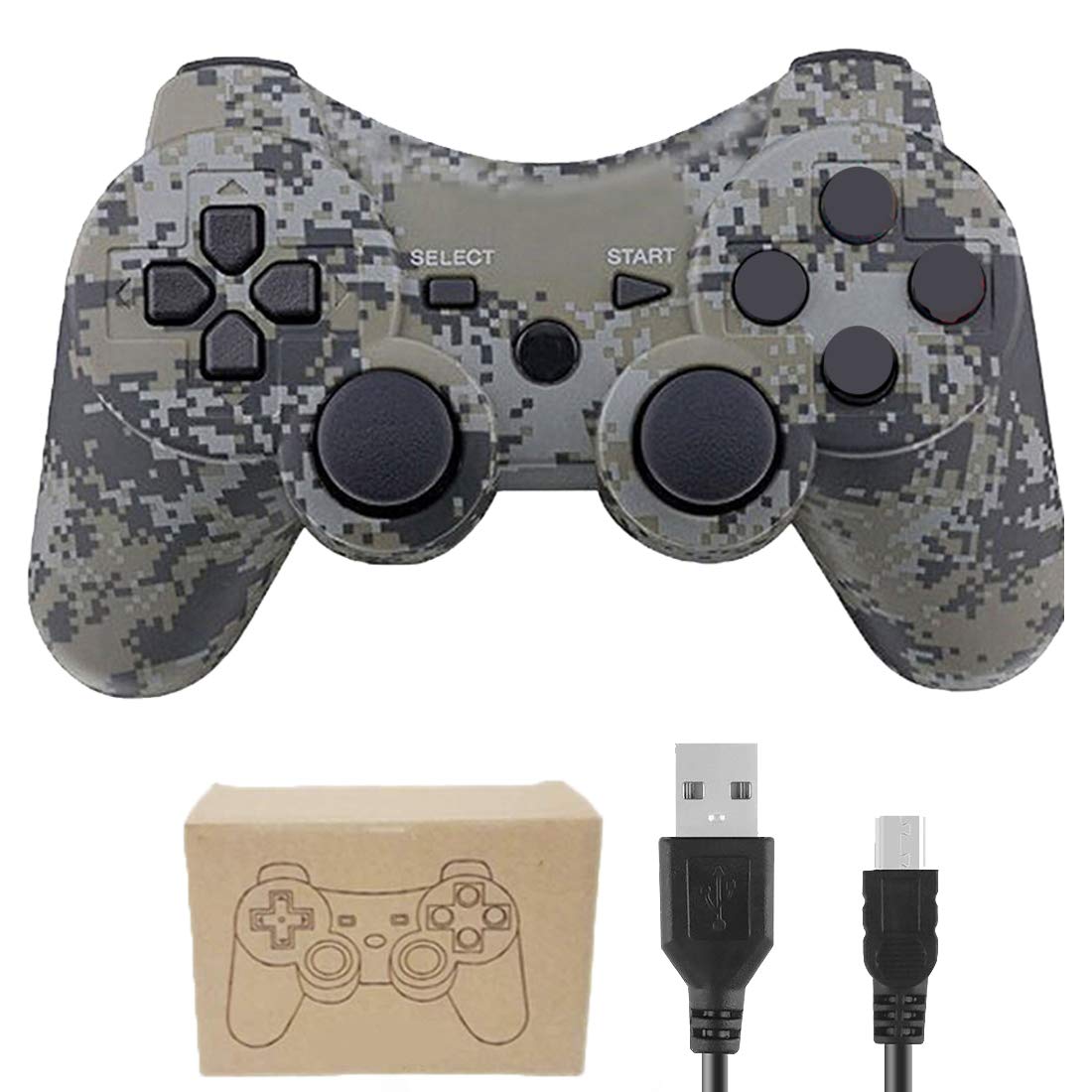 Gollec Wireless Controller Remote Gamepad for PS3 Playstation 3 Double Shock with USB Charge Cable(Camouflag)