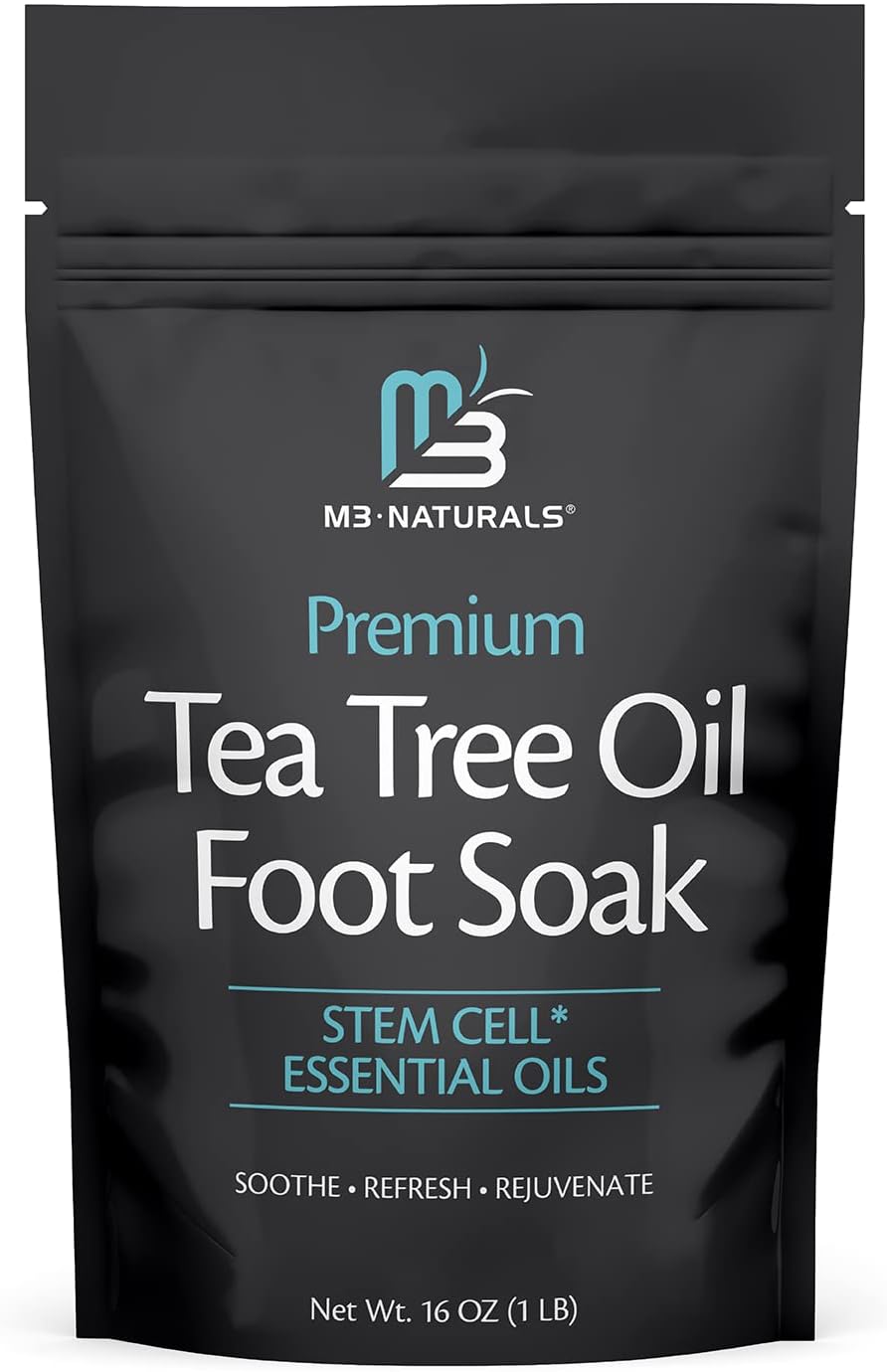 M3 NaturalsTea Tree Oil Foot Soak Infused with Coconut Oil and Stem Cell Epsom Salt Fights Toenail Fungus Athletes Foot Stubborn Foot Odor Scent Fungal Softens Calluses and Soothes Sore Tired Feet