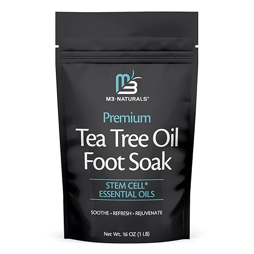 Tea Tree Oil Foot Soak and Epsom Salts for soaking | Foot Spa and Remedy for Athletes Foot, Stinky Feet, and Foot Soak for Dry Cracked Feet | Detox Foot Soak and Tea Tree Oil for Healthy Toenails 16oz