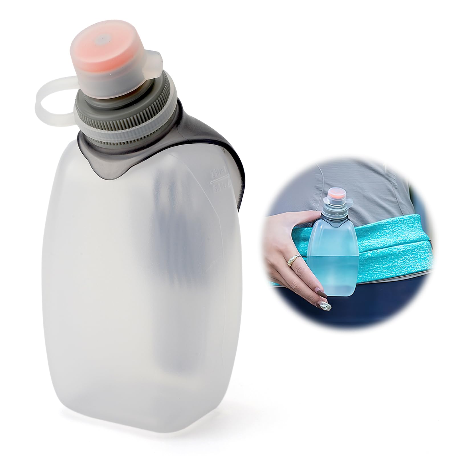 Borraccia sportiva piccola per jogging, corsa, senza BPA, a prova di perdite, con clip posteriore, fantastica borraccia portatile per escursioni, corsa, ciclismo, motociclismo, 250 ml