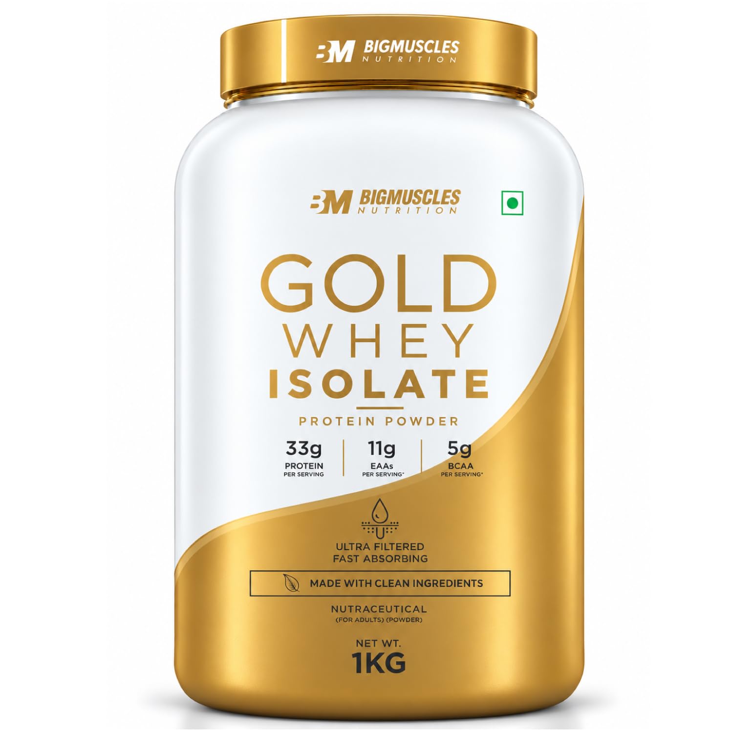 Bigmuscles Nutrition Gold Whey Isolate [2Kg, Albion Strawberry] | 33g Isolate Whey Protein with Bromelian For Faster Absorption | No Added Artificial Sweeteners, Flavours — Amazon image 12