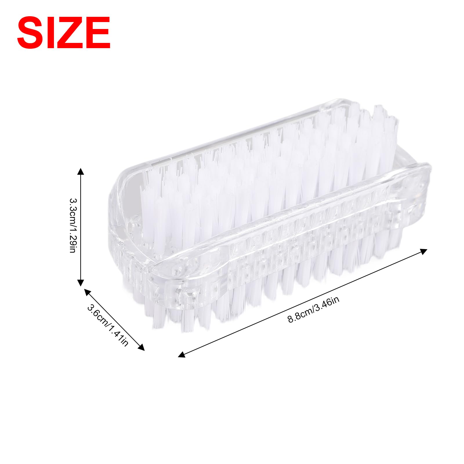 Larcele 6pcs Nail Brush Double Sided Plastic Hand Scrubbing Cleaning Brush for Cleaning Hand Toes Nail Home Garden Salon use MJS-04 (Transparent) - Image 2