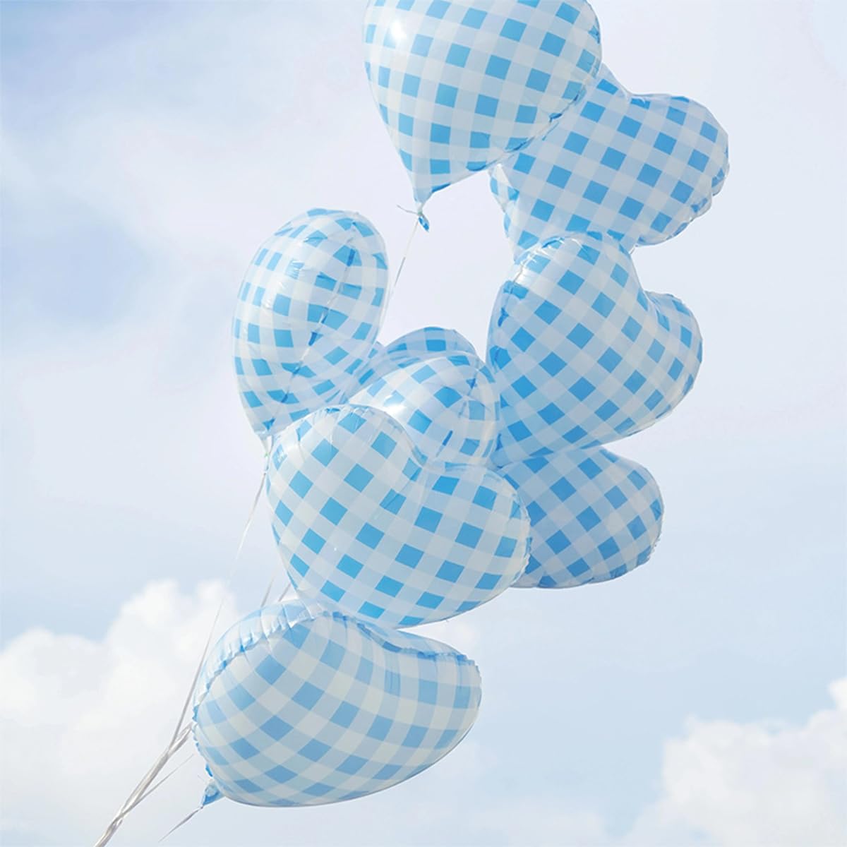 Amazon.com: 10 Pack Light Blue Gingham Heart Balloons 18