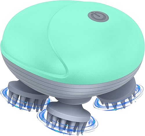 AMIR Masajeador eléctrico de mano para el cuero cabelludo, masajeador de cabeza portátil con amasado 96 nodos de masaje, masajeador de cabeza para