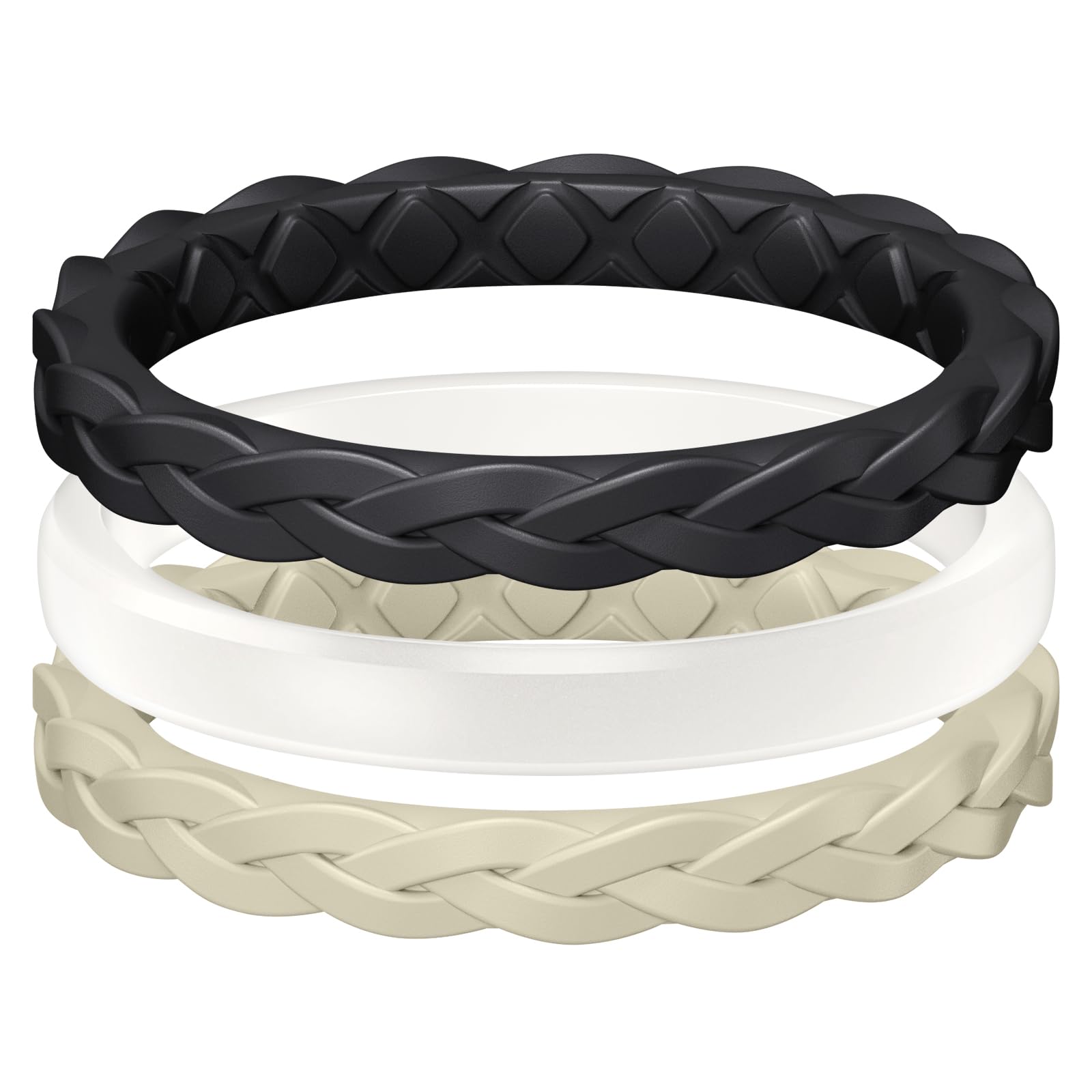 Rings for Women 6mm Wide 2mm Thick Silicone Rubber Band Wedding Bands with Half Size Ergonomic Breathable Design and Inner Arch