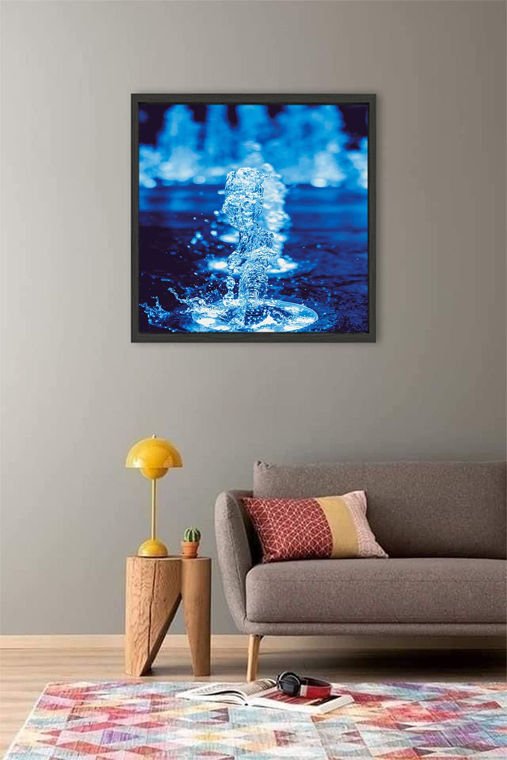 XtremeSkins Designs Print Black Wood Floater Framed Canvas Wall Art Decoration Poster (22x22 Inch) - timelapse photography off water fountain