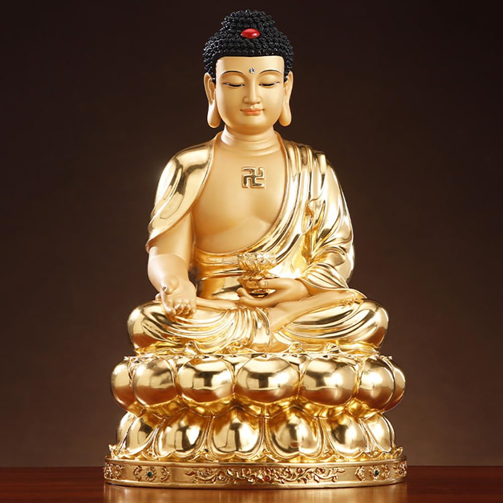 Figuras budistas de latón de Buda Amitabha para el Espacio de meditación del Altar del hogar y decoración Interior,38cm