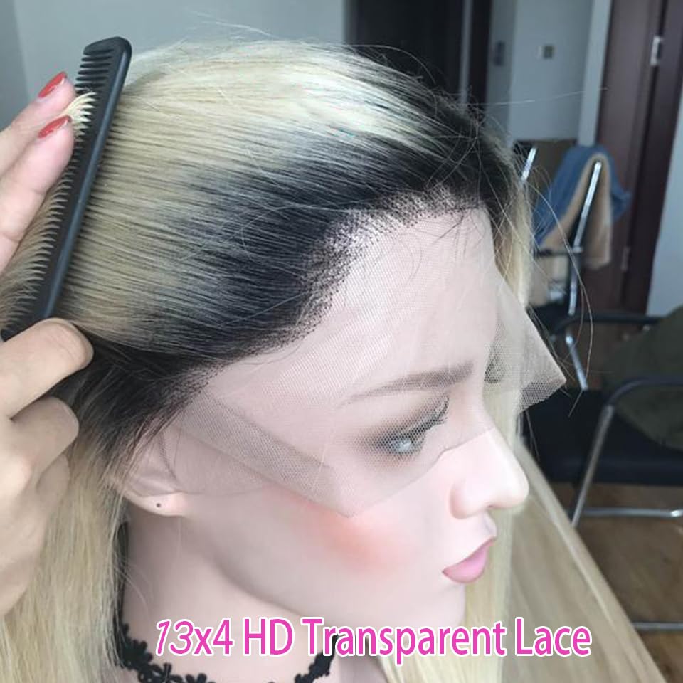 Amazon.com : Ombre 613 Blonde Bob Lace Front Wigs Black to  display picture 2