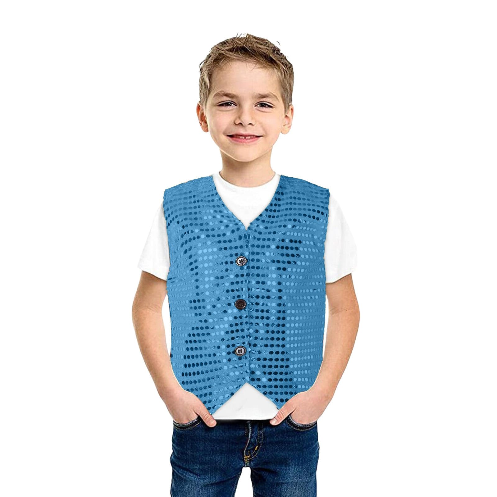Boys Sequin Vest Waistcoat Dance Party Show Unisex UK Jacket Top Kids Shiny Sequin Dance Vest Jazz Hip Hop Ballet Dance Performance for Party Fancy Dress Up Hip Hop Jazz