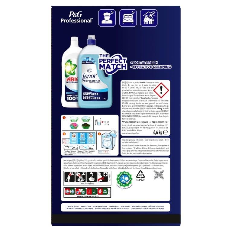 Ariel Detergente profesional en polvo, 6,6 kg, 120 lavados