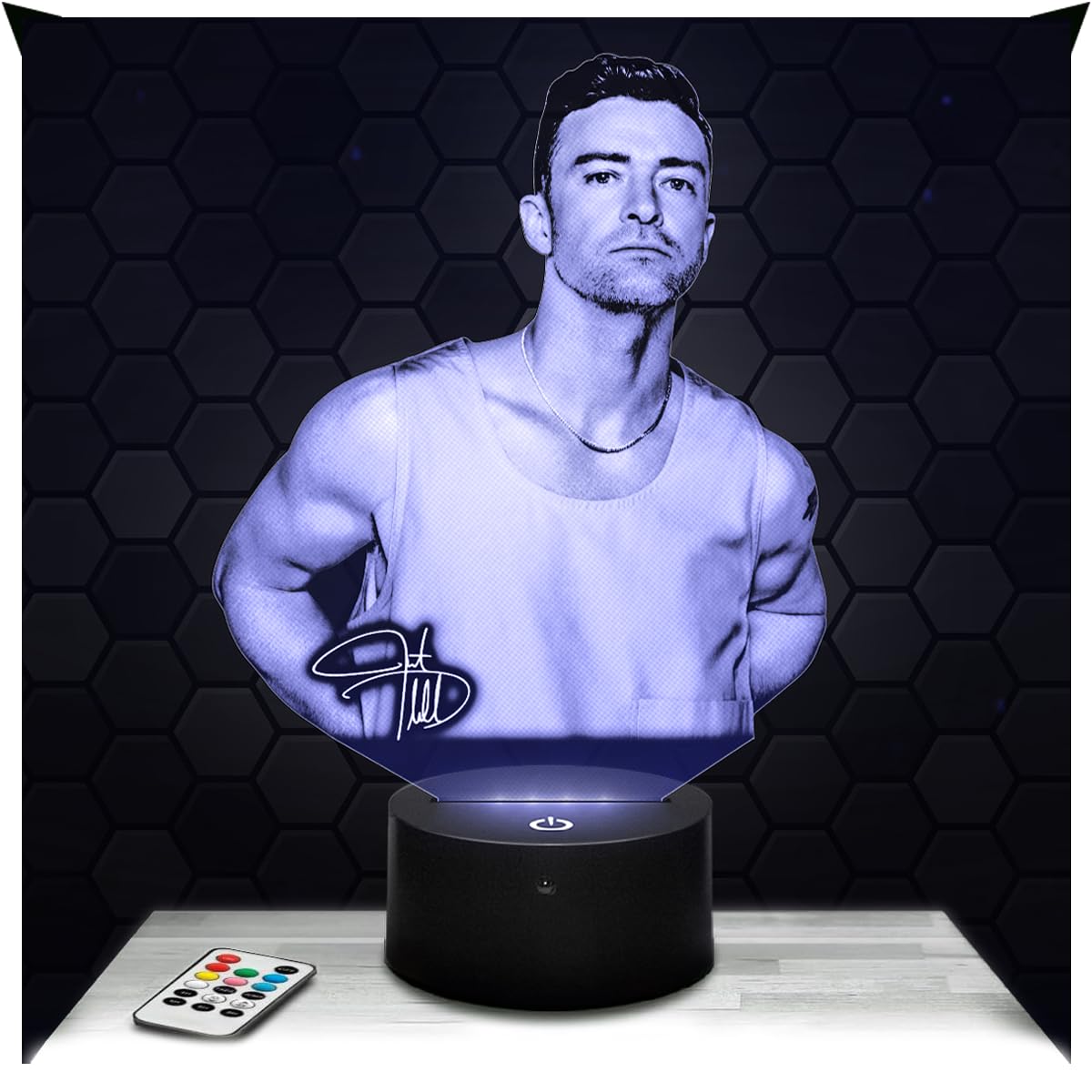 Lampephoto.fr - Justin Timberlake 3D Lamp, Night Light 3D LED Illusion Lamp, American Singer, Gift idea for Boys and Girls, Night Light for Children's or Adult's Bedroom, Gifts Merchandising