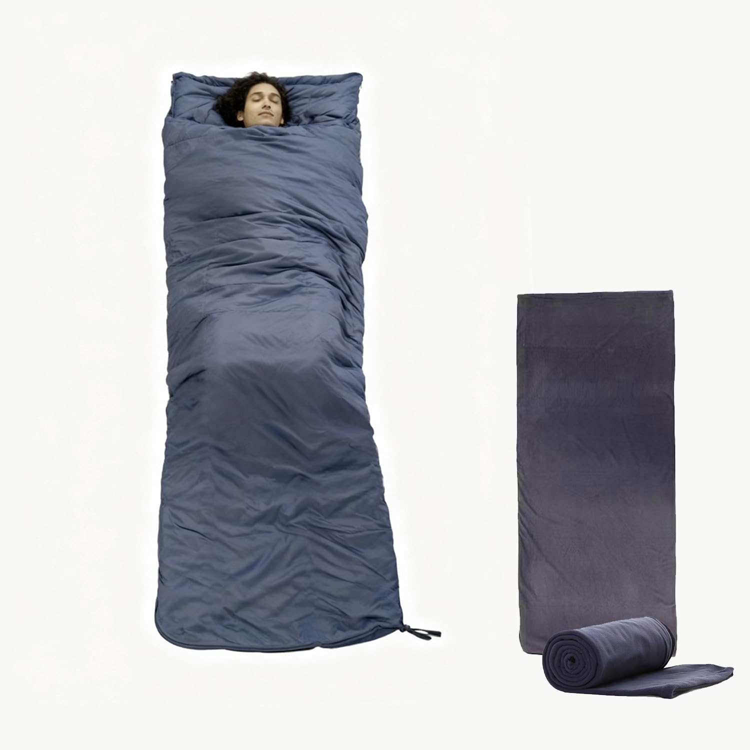 Generic Flannel Sleeping Bag Liner Gray Machine Washable 80 x 32 Inch Lightweight Travel Camping Liner Temperature Range