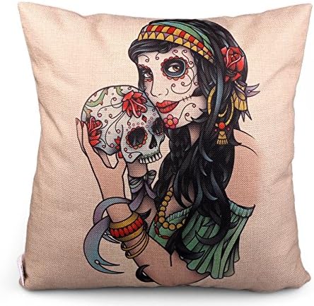 Super Offer. Only Pack Of 2 – Day of the Dead – Day of the Dead – Fiesta Red Skull Throw Pillow – Mexican Sugar, Día de los Muertos/Original Delidge.
