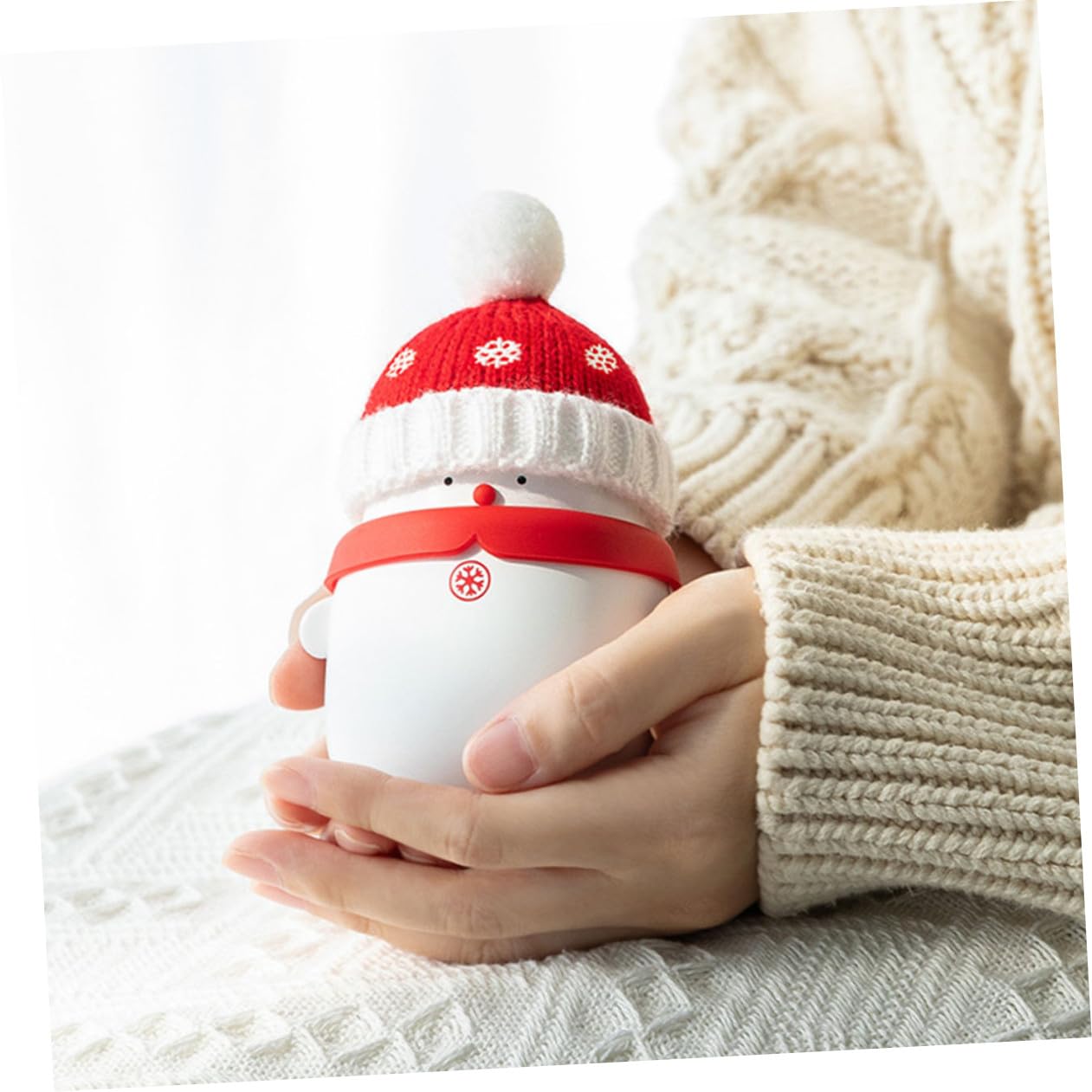 Yardwe Wiederaufladbarer USB Handwärmer mit Weihnachtsschneemann Design als Powerbank und Handy-ladegerät für Kalte Winter Tage