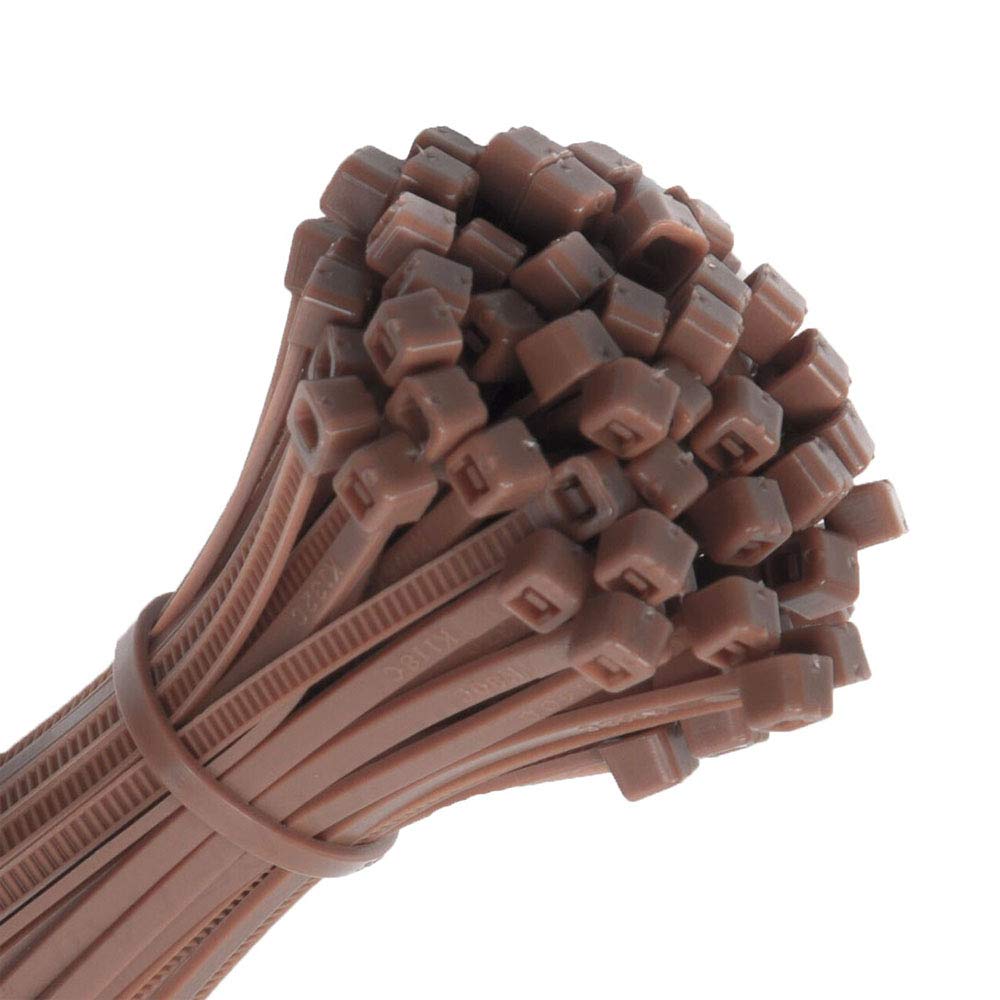 Ukcable-Ties Brown Colour Cable Ties 100Mm 140Mm 200Mm 300Mm Nylon Zip Ties Wraps (500, 300Mm X 4.8Mm)
