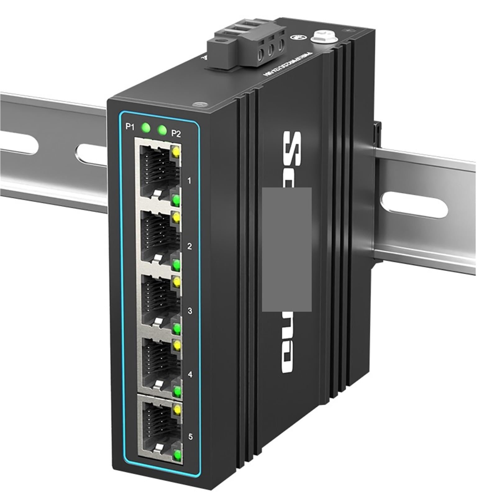 Commutateur réseau Ethernet industriel 5 ports DIN-Rail non géré Megabit IP40 Métal