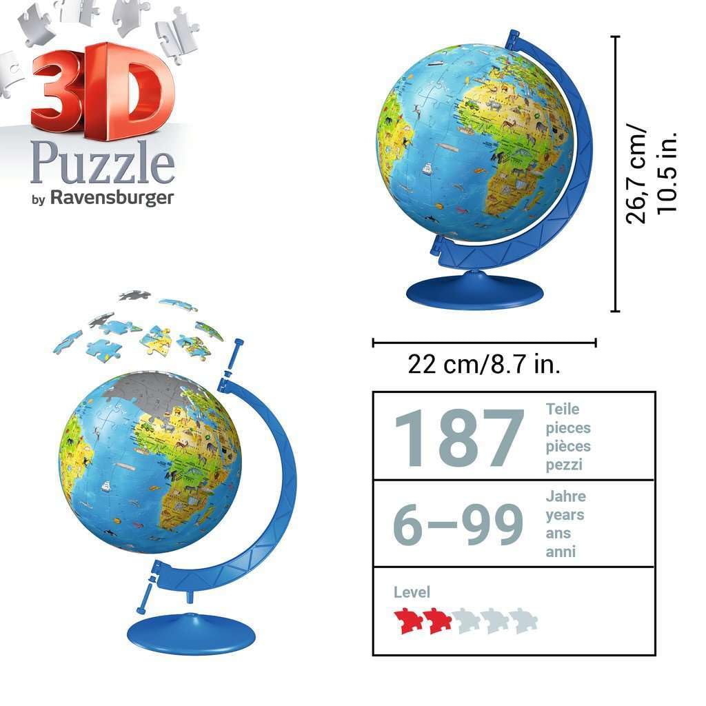 Kinderglobus in deutscher Sprache. Puzzleball 180 Teile: Erlebe Puzzeln in der 3. Dimension