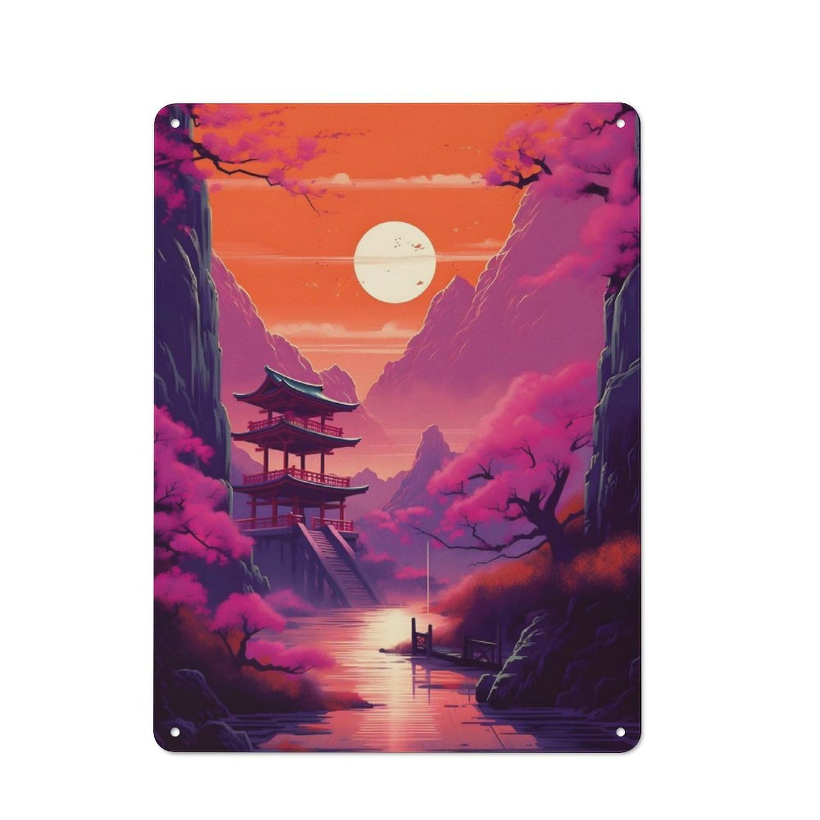 Junmoney Fantasy Landscape 20 Rustic Metal Sign 40X30cm Featuring For Hallway Wall, For Collectors Decorating Hallways And Entrance Areas