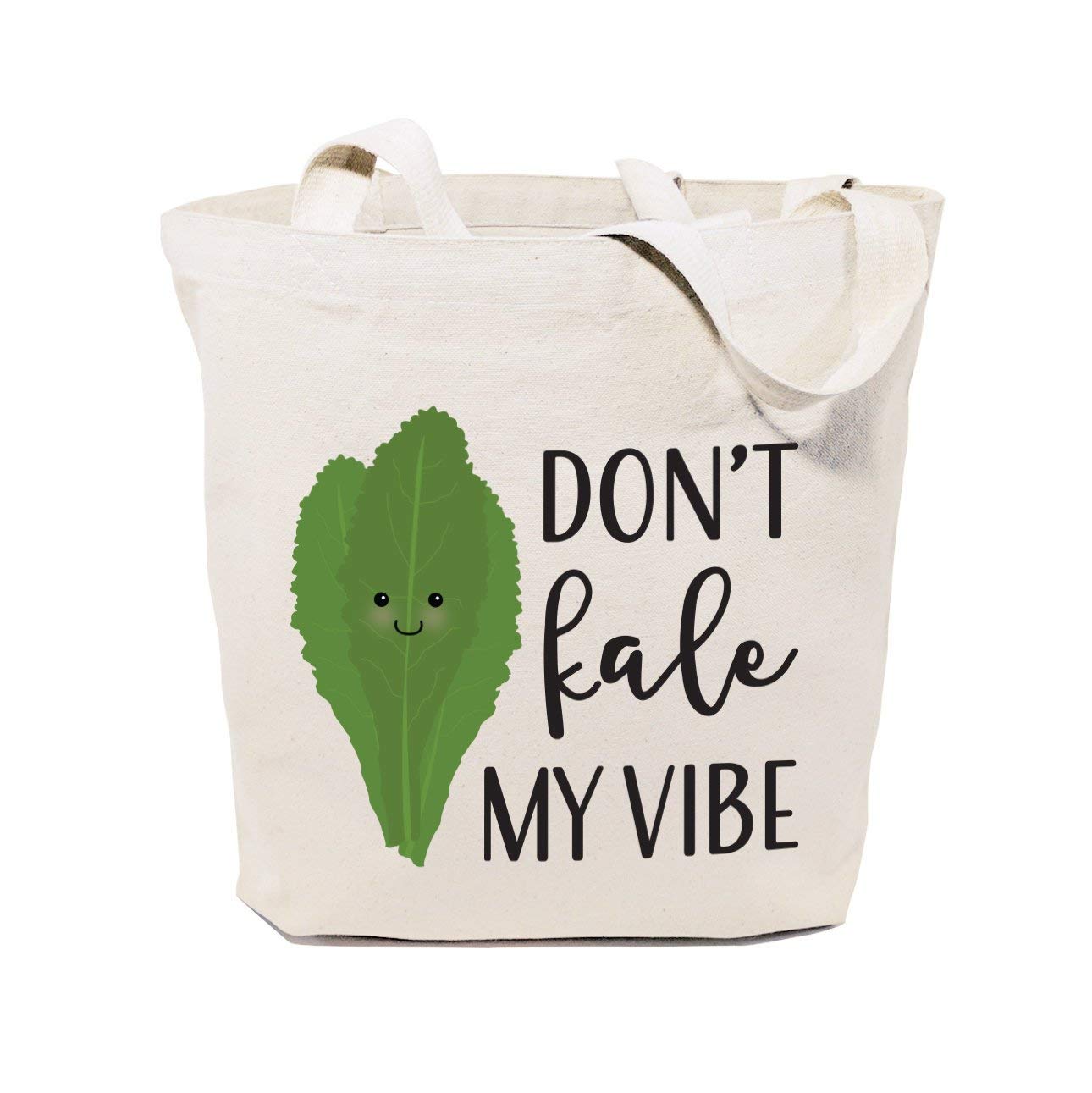 Don't Kale My Vibe Cotton Canvas Reusable Grocery Bag and Farmers Market Tote Bag Food Pun Shopping Funny Women's Bag Shoulder Bag Gift
