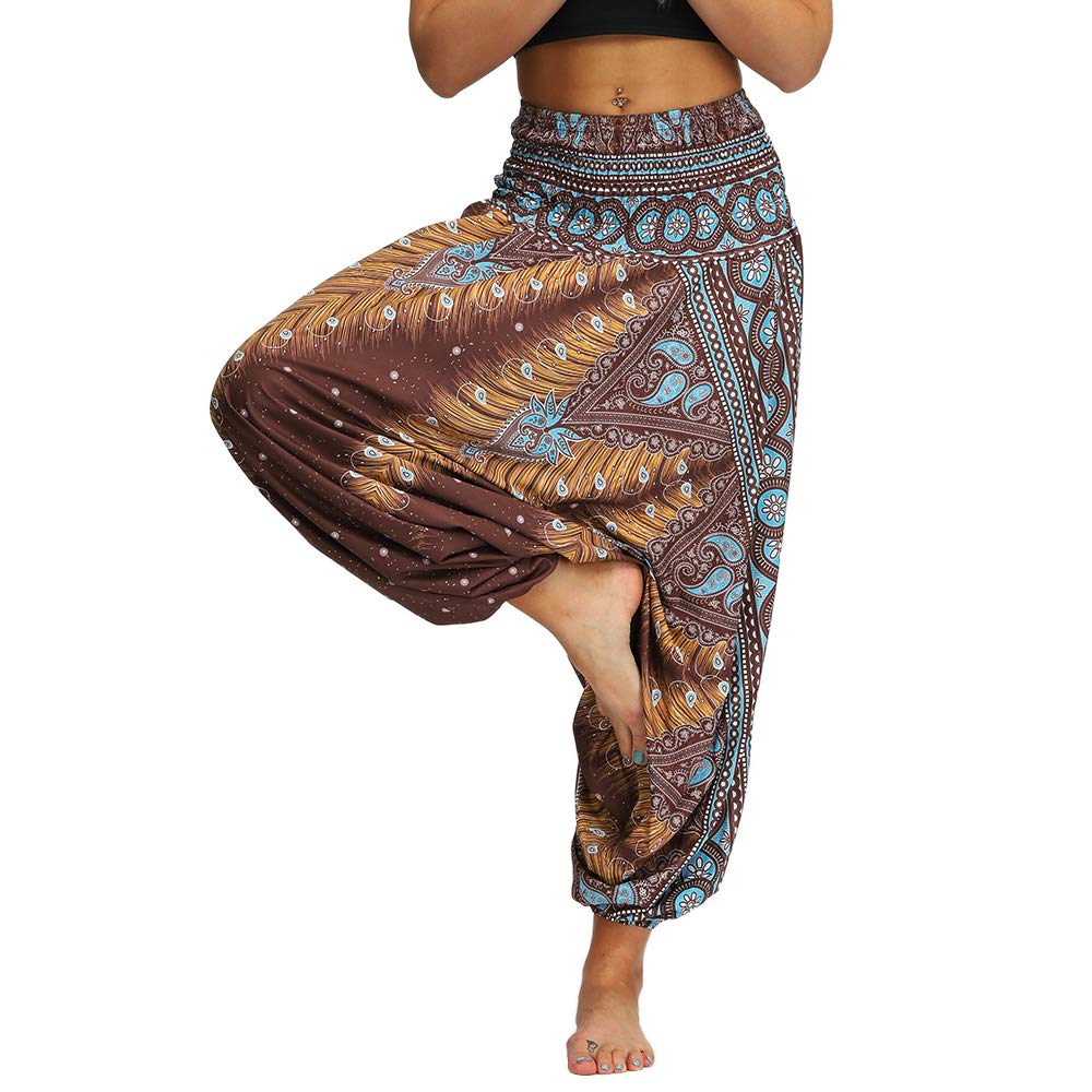 Nuofengkudu Mujer Pantalones Hippies Baggy Yoga Pants Playa