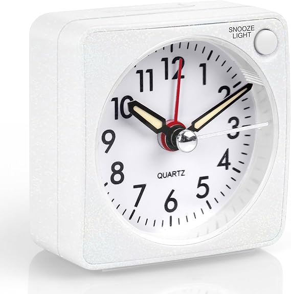 Vicloon Mini Size Alarm Clock, Silent Alarm Clock, No Ticking Battery