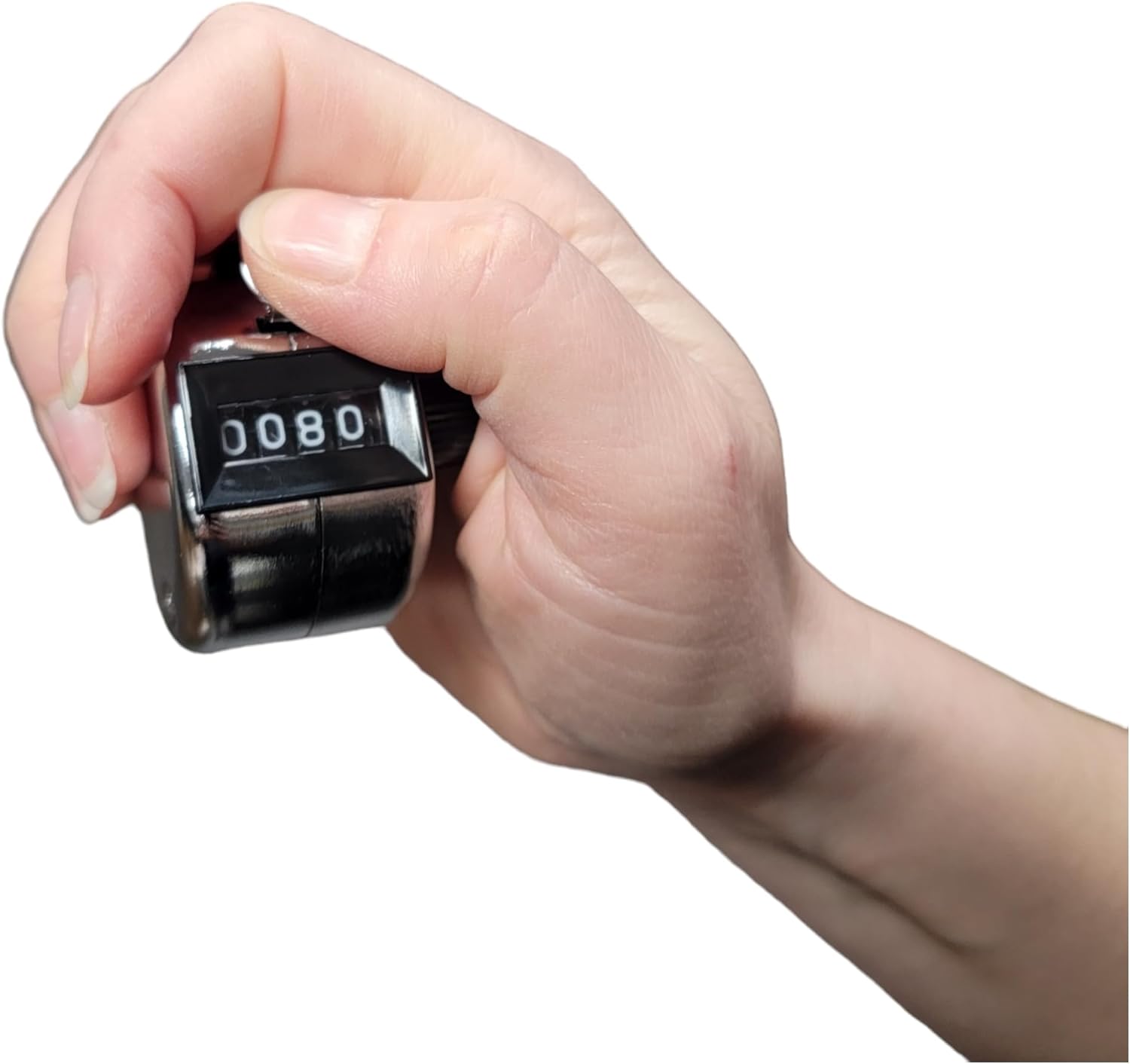 Metal Carnival Counter (4 Digit) Silver Color Manual Hand Held Thumb Operated Tally Clicker Pitch Counter for Counting Knitting Couching Golf Lap Fishing School