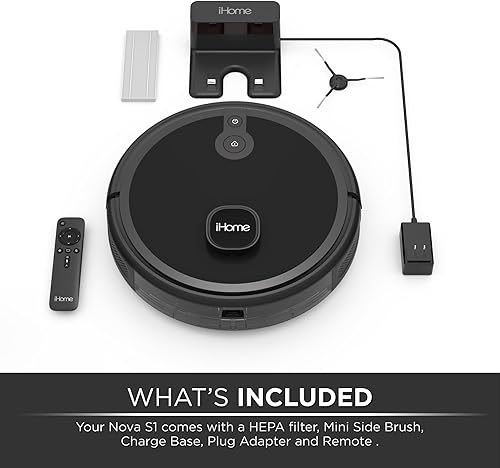 Miniatura 9 de iHome AutoVac Nova S1 Robot aspiradora con navegación LIDAR, 150 minutos de funcionamiento, aplicación + control remoto (renovado)
