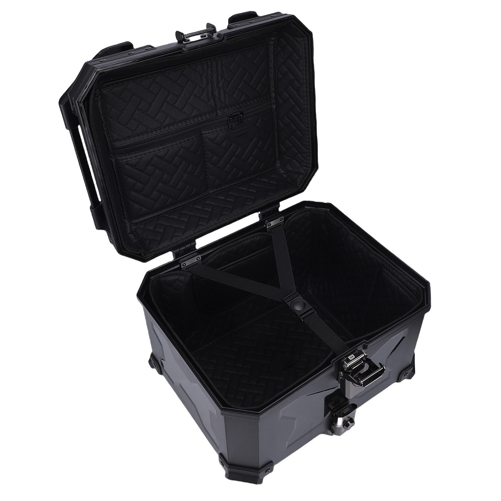 Bewinner Top Case de Moto étanche 45 L, Coffre à Bagages en Plastique ABS avec Dossier, Verrouillage et Plaque de Dégagement Rapide pour Le Rangement du Casque – Ajustement Universel pour Motos,