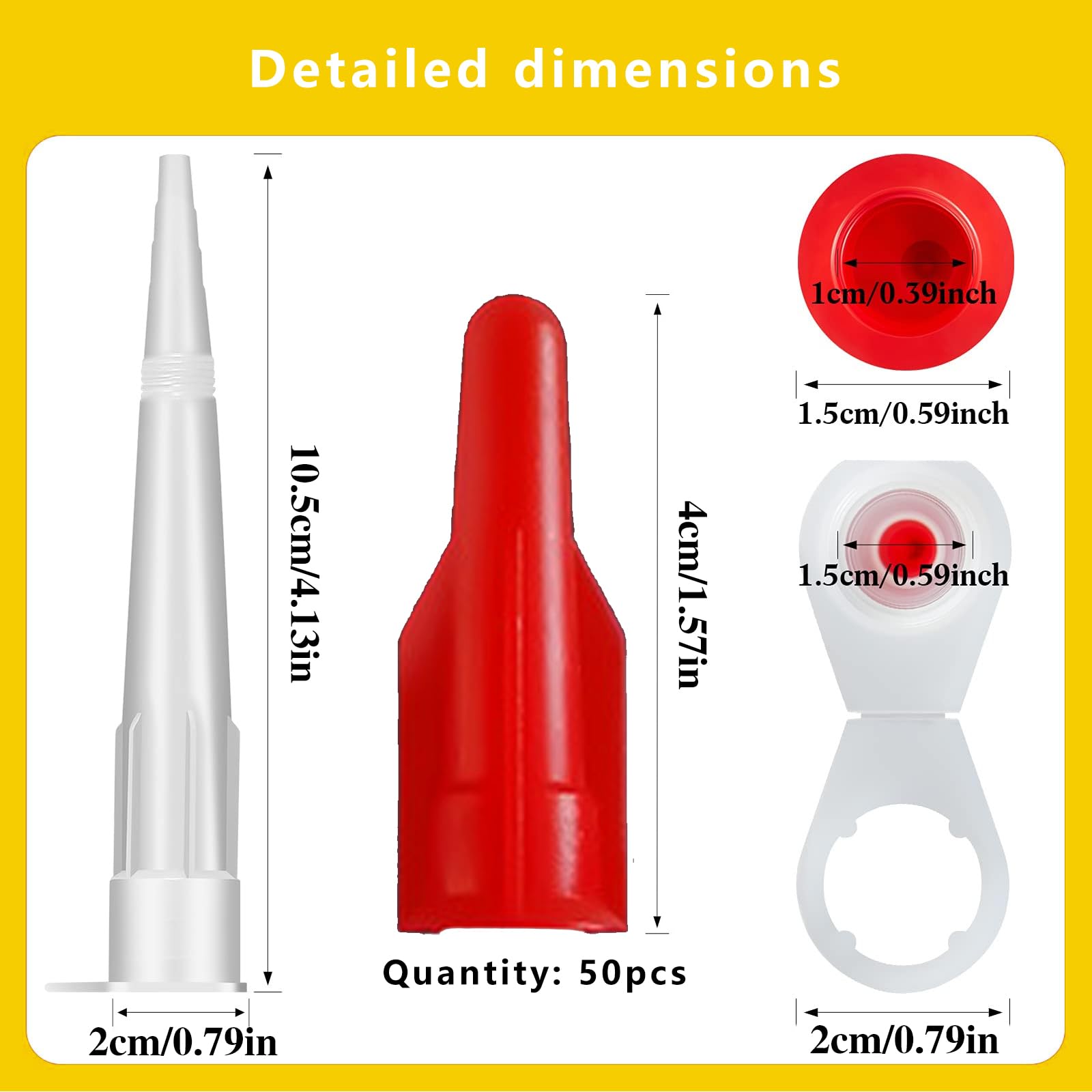 50 Pezzi Beccuccio Silicone e Tappo di Tenuta Rosso Punte per Cartucce Beccucci Silicone Pistola Silicone Punte Silicone per Cucina di Casa Silicone Trasparente Sigillante