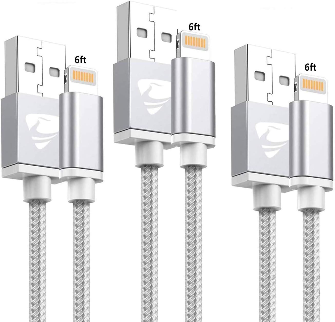 iPhone Charger Aioneus iPhone Cable MFi Certified Fast Charging Cable 3Pack 6ft Nylon Braided iPhone Charging Cord Compatible with iPhone 11/XR/XS/X/10/8/8 Plus/7/7 Plus/6/6s/Plus/SE/5c/5s/5 iPad
