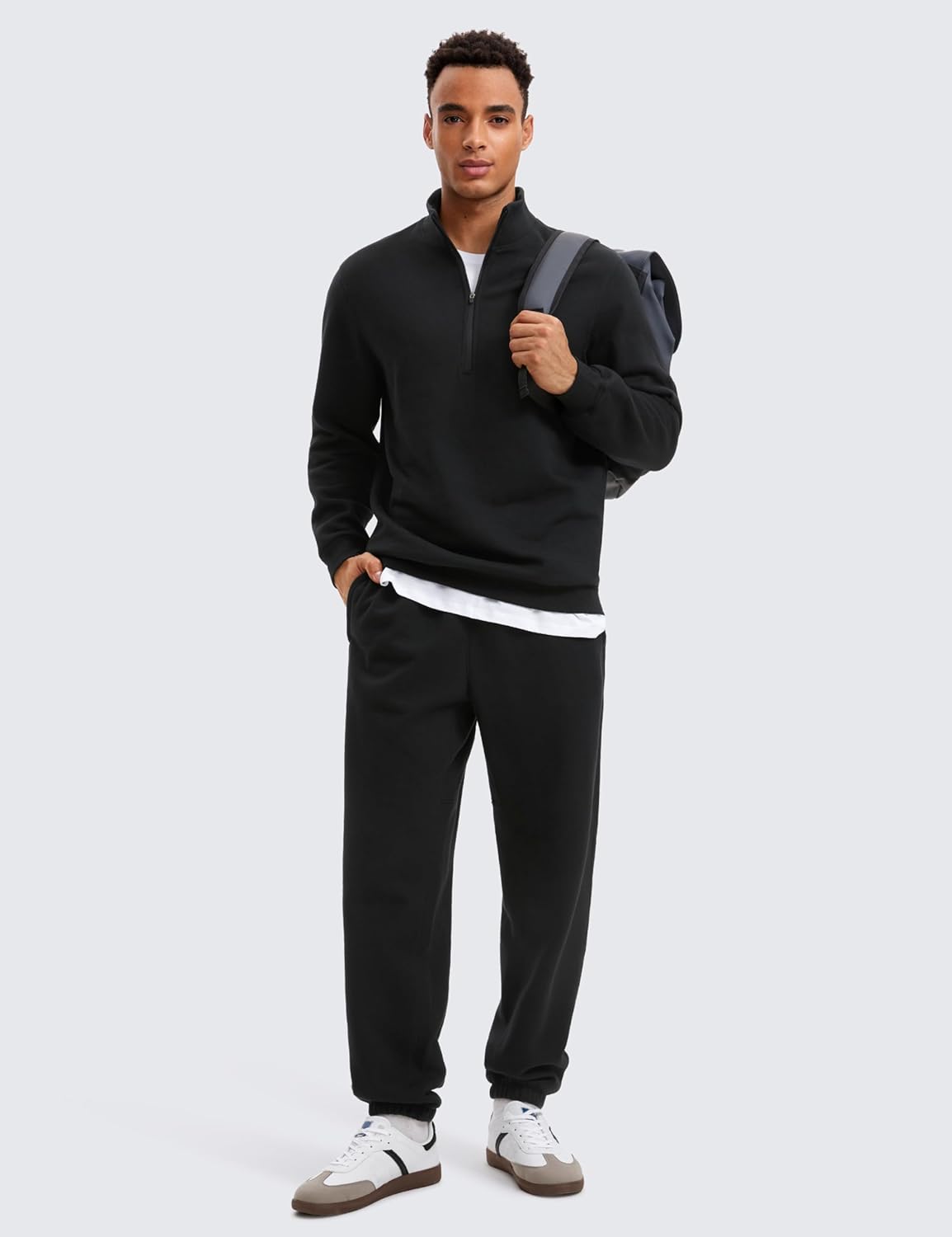 CRZ YOGA Cotton Fleece Lined Half Zip Sweatshirts for Men - Mock Neck Pullover Sweat Shirts Casual Workout Daily Sweaters - Image 5