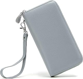 Womens Blocking Genuine Leather Wristlet
