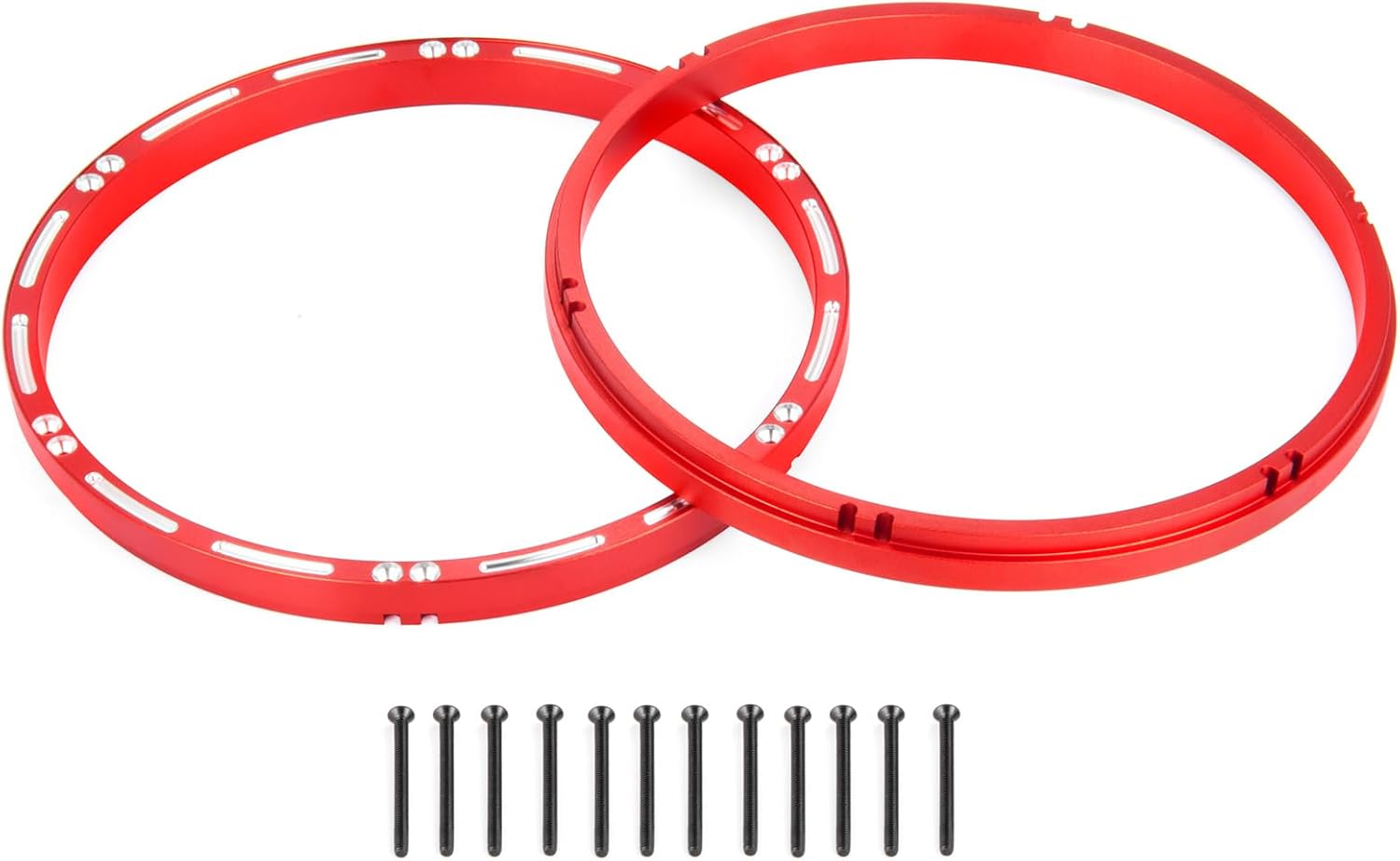 RCHUBAM Front Wheel Reinforcement Rings 2Pcs Aluminum 7075 Wheel Outer Rings 120 * 9.5mm for LOSI 1/4 Promoto MX RC Motorcycle Upgraded Parts (Red)